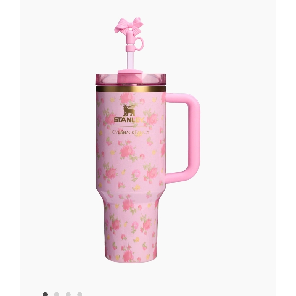 LoveShackFancy Pink and Green Floral Tumbler